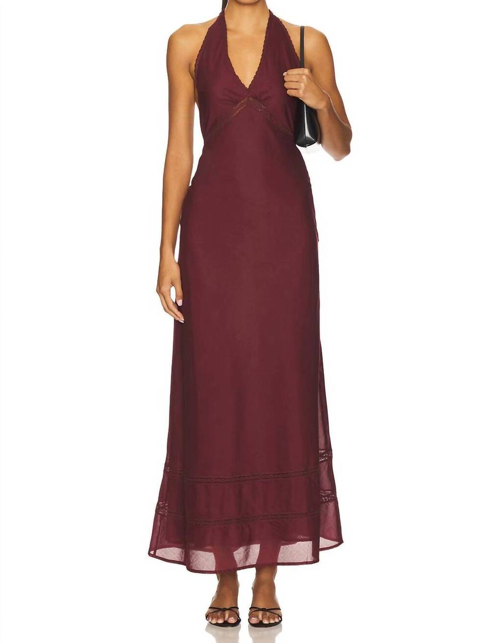 NEW FAITHFULL THE BRAND jasmine maxi dress in bordeaux